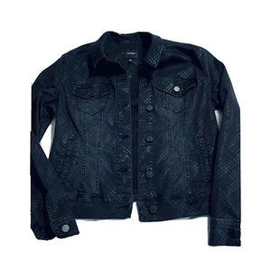 Liverpool Black Monochromatic Shiny Check Light Stretch Denim Jacket Women's Sm